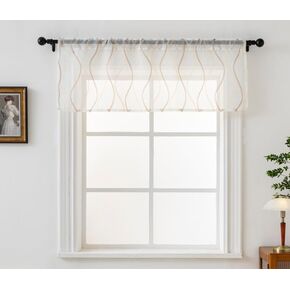 PearAge Ruffled Voile Semi Sheer Curtain Valance, Kitchen Living Room Shabby Chic Ruffle Valance Curtains, Girls Daughters Bedroom Cascade Window Valance Ivory 50x16 Inches