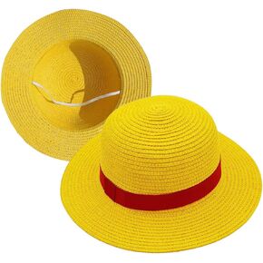 Straw Hat with String, Beach Hats Summer Hat Costume Party Yellow Japanese Pirate Anime Fans Men Women Halloween
