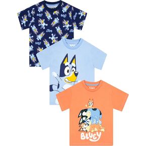 Bluey Shirts 3 Pack, Boys T-Shirts for Summer, Pack of 3 Boys Tshirt, Kids Cotton T Shirt