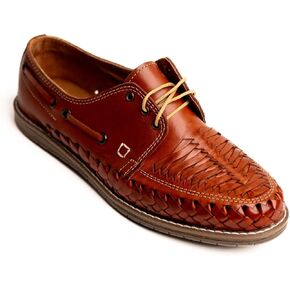 Mexico en la Piel Handmade Huaraches for Men - Modern Lace-Up Flats, Closed Toe Design, Shedron Leather, Synthetic Ranil Sole, Mexican Shoes, Sizes 7-12 US