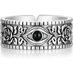 S925 Sterling Silver Vintage Ring for Men, Adjustable Size Open Hug Ring with S925 Stamps, Silver Band Rings Gift for Him, My Man, Son, Boyfriend, Dad