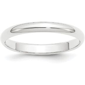 Solid Platinum 3 mm Classic Rounded Wedding Band Ring