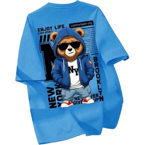 GORGLITTER Boy's Bear Graphic Tees Short Sleeve Crew Neck Streetwear T Shirts