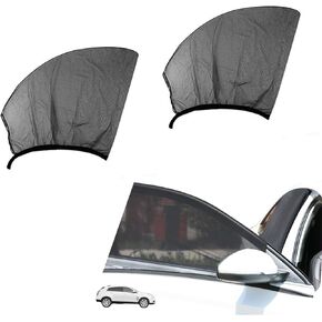 ZKFAR Pack-2 Car Front Side Window Sunshade, Sunproof Dustproof Ventilable Bouncy Double-Layer Thickened Mesh, Freely Window Lifting for Privacy Protection Accessory, Universal for SUVs (Black)