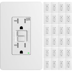 Amico 12 Pack GFCI Outlet 15 Amp with Thinner Design, Weather Resistant (WR), Self-Test GFI Receptacles with LED Indicator, Wall Plates and Screws Included, Indoor or Outdoor, ETL Listed, White in Kuwait