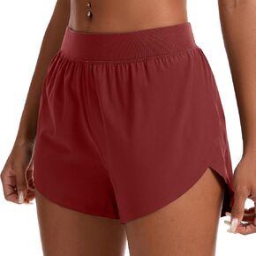 Womens Mid Waisted Dolphin Athletic Shorts for Women Lightweight High Split for Gym Workout with Liner Quick Dry