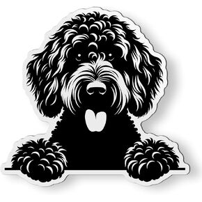 Peeking Black Goldendoodle Magnet for Car Fridge Locker - 5" Doodle Dog Magnet