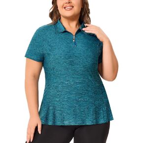 Misyula Style Plus Size Womens Golf Shirt Short Sleeve Polo Shirts Zip Up Collared Casual Athletic Tennis Tops XL-5XL