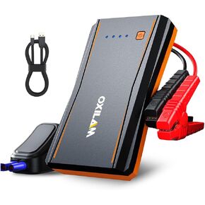 Oxilam Jump Starter ، 4000a Peak Car Battery Jumper Starter Portable ، ما يصل إلى 10 لتر غاز ومحركات ديزل 8L ، وكابلات الطائر 12 فولت مع حزمة البطارية ، و Bower Bank ، 600 LM LED Flashlight ، Orange