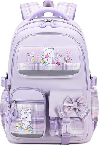 Cute Backpack for Girls Bookbag School Bag for girls Kids Backpack Middle High Elementary School Backpack for Teen Girls (Purple) in Kuwait