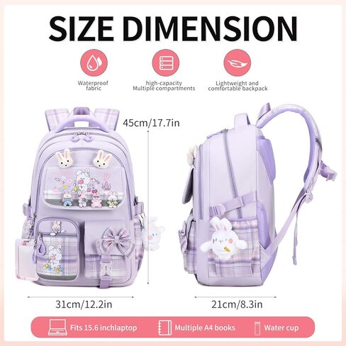 Cute Backpack for Girls Bookbag School Bag for girls Kids Backpack Middle High Elementary School Backpack for Teen Girls (Purple) in Kuwait