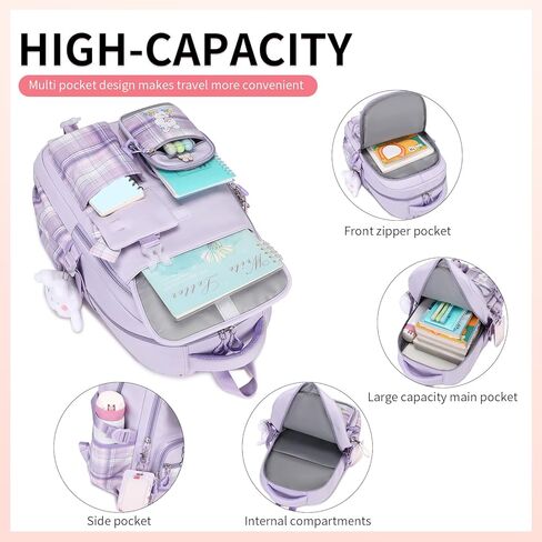 Cute Backpack for Girls Bookbag School Bag for girls Kids Backpack Middle High Elementary School Backpack for Teen Girls (Purple) in Kuwait