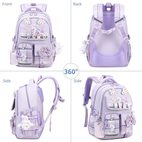 Cute Backpack for Girls Bookbag School Bag for girls Kids Backpack Middle High Elementary School Backpack for Teen Girls (Purple) in Kuwait