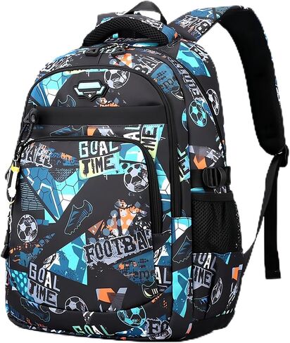 Soccer-Print Boys Backpack for School Kids Bookbag for Elementary School Football School Bag for Teens in Saudi Arabia