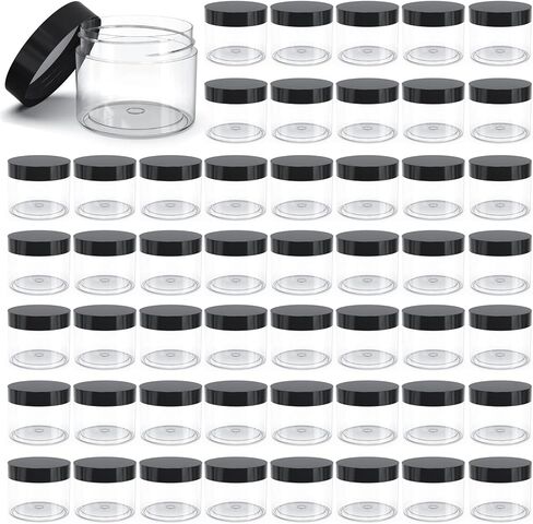 50 Pieces 4oz Plastic Jars with Lids Clear Round Cosmetic Container Empty Storage Jars for Makeup,Jewelry,Samples,Travel Storage in Kuwait