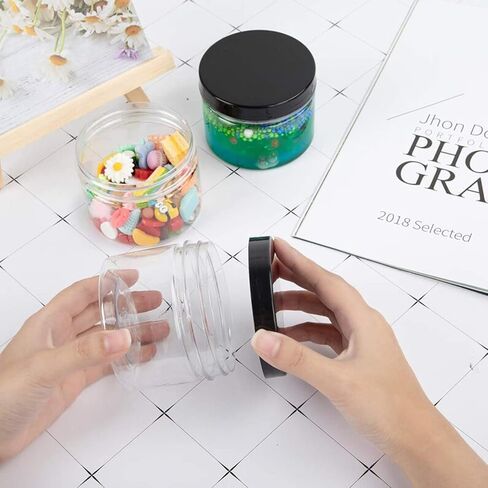 50 Pieces 4oz Plastic Jars with Lids Clear Round Cosmetic Container Empty Storage Jars for Makeup,Jewelry,Samples,Travel Storage in Kuwait