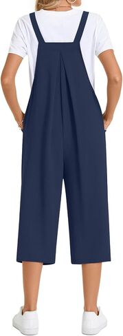 TAOHUADAO Womens Adjustable Jumpsuits Casual Wide Leg Overalls Summer Boho Sleeveless Loose Rompers with Pocket in Saudi Arabia