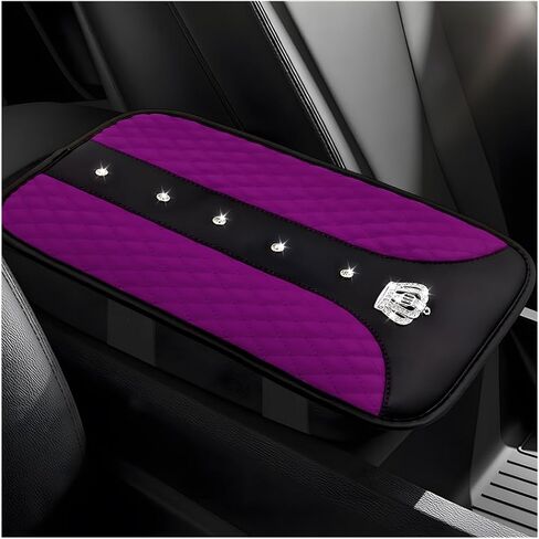 Bling Leather Car Center Console Cover, 12.6"×7.5" Crystal Anti-Scratch Armrest Protector Seat Box Cover, Waterproof Sparkly Auto Console Cushion Decor for Car Truck SUV (Yellow) in Saudi Arabia