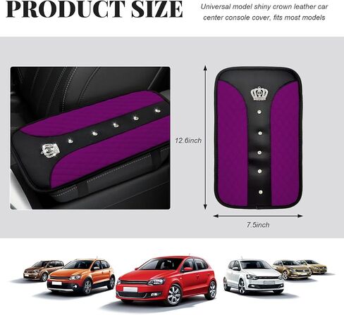 Bling Leather Car Center Console Cover, 12.6"×7.5" Crystal Anti-Scratch Armrest Protector Seat Box Cover, Waterproof Sparkly Auto Console Cushion Decor for Car Truck SUV (Yellow) in Saudi Arabia