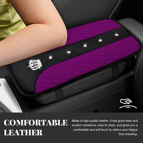 Bling Leather Car Center Console Cover, 12.6"×7.5" Crystal Anti-Scratch Armrest Protector Seat Box Cover, Waterproof Sparkly Auto Console Cushion Decor for Car Truck SUV (Yellow) in Saudi Arabia