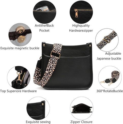 KOGTLA Women's Crossbody Shoulder Bag with Leopard Guitar Strap,Vegan Faux Leather Purse Handbag Bucket Tote Bag in Kuwait