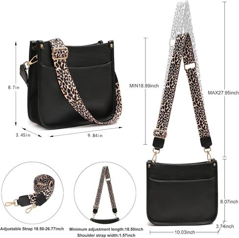 KOGTLA Women's Crossbody Shoulder Bag with Leopard Guitar Strap,Vegan Faux Leather Purse Handbag Bucket Tote Bag in Kuwait