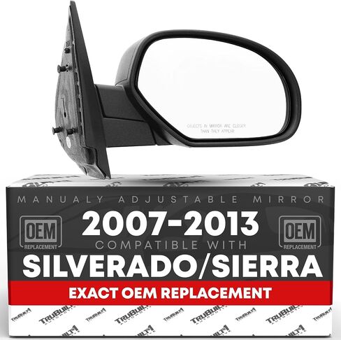 Driver Side Mirror Replacement Compatible with 2007-2013 Chevrolet Silverado 1500 2500 3500 HD, 2007-2013 GMC Sierra 1500 2500 3500 HD Manual, Flat Glass - Textured Black - OEM 20843118, GM1320332 in Saudi Arabia