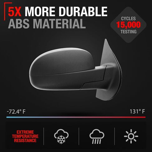 Driver Side Mirror Replacement Compatible with 2007-2013 Chevrolet Silverado 1500 2500 3500 HD, 2007-2013 GMC Sierra 1500 2500 3500 HD Manual, Flat Glass - Textured Black - OEM 20843118, GM1320332 in Saudi Arabia