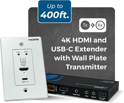 OREI 4K Wall Plate HDBaseT HDMI Extender, Over Single Cat6/Cat7 Cable Wall Plate Transmitter 4K @ 60Hz UltraHD with HDR & 2 Way IR Control - Up to 230 ft in Saudi Arabia