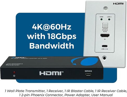 OREI 4K Wall Plate HDBaseT HDMI Extender, Over Single Cat6/Cat7 Cable Wall Plate Transmitter 4K @ 60Hz UltraHD with HDR & 2 Way IR Control - Up to 230 ft in Saudi Arabia