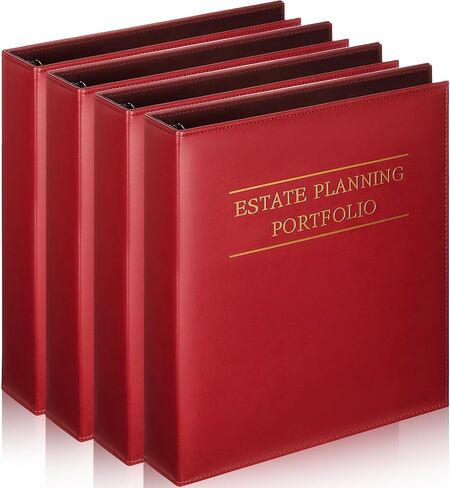 4 Pcs Estate Planning Portfolio Binder PU Leather 3 Ring Binders with Gold Title and Index Tab Dividers Planner Binder Estate Planning Organizer 1.5'' D Ring Faux Leather Binder, Black in Kuwait