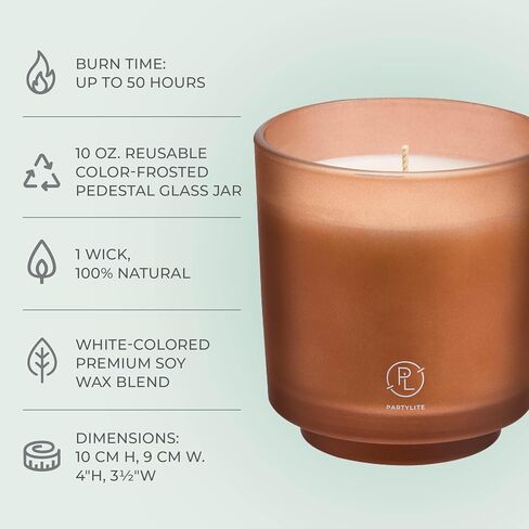 PartyLite Tamboti Woods Scented, Notes of Fragrant Amber, Smoked Patchouli, Lavender & Green Moss, 10oz 1-Wick Aromatherapy Refillable Jar Candle, 50 Hour Burn Time, Sustainable Wax in Reusable Vessel in Kuwait