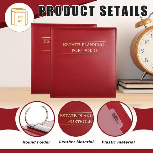 4 Pcs Estate Planning Portfolio Binder PU Leather 3 Ring Binders with Gold Title and Index Tab Dividers Planner Binder Estate Planning Organizer 1.5'' D Ring Faux Leather Binder, Black in Kuwait
