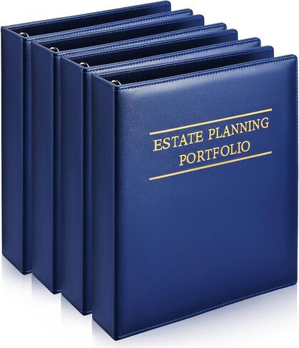 4 Pcs Estate Planning Portfolio Binder PU Leather 3 Ring Binders with Gold Title and Index Tab Dividers Planner Binder Estate Planning Organizer 1.5'' D Ring Faux Leather Binder, Black in Saudi Arabia