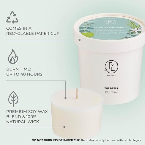 PartyLite Tamboti Woods Scented, Notes of Fragrant Amber, Smoked Patchouli, Lavender & Green Moss, 10oz 1-Wick Aromatherapy Refillable Jar Candle, 50 Hour Burn Time, Sustainable Wax in Reusable Vessel in Kuwait