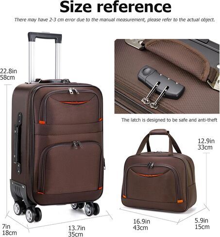 feilario 20in 2 Piece Softside Business Luggage Sets Waterproof Carry On Luggage Suitcase with Double Spinner Wheels in Saudi Arabia