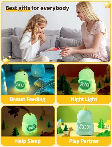 Mashi Kids Allad Clock ، ساعة تدريب على النوم الصغار مع Sun & Moon ، آلة صوت النوم ، أضواء ليلية ، موافق على إيقاظ الديناصورات ، أفكار الهدايا للأطفال للأطفال in Kuwait