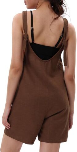 Amazhiyu Women's Linen Summer Casual Short Romper Loose Jumpsuits with Pockets in Saudi Arabia