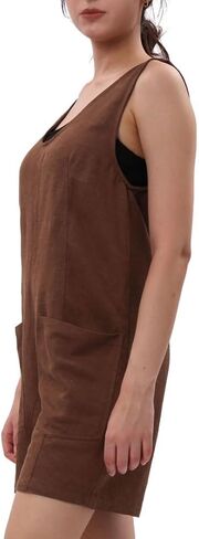 Amazhiyu Women's Linen Summer Casual Short Romper Loose Jumpsuits with Pockets in Saudi Arabia