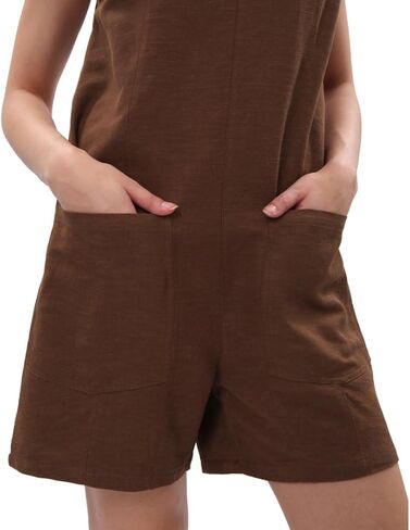 Amazhiyu Women's Linen Summer Casual Short Romper Loose Jumpsuits with Pockets in Saudi Arabia