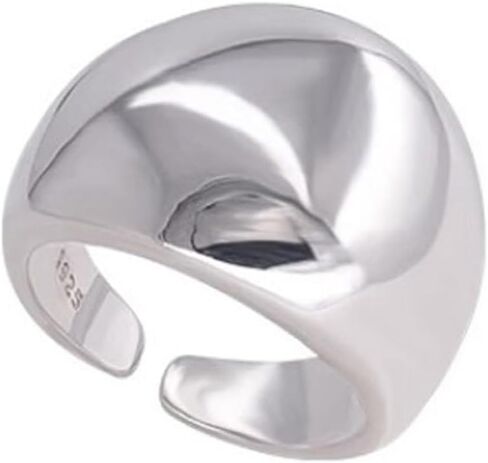 Adjustable 925 Sterling Silver Rings Handmade Wide Silver Ring Boho Thumb Band Statement Rings for Women in Kuwait