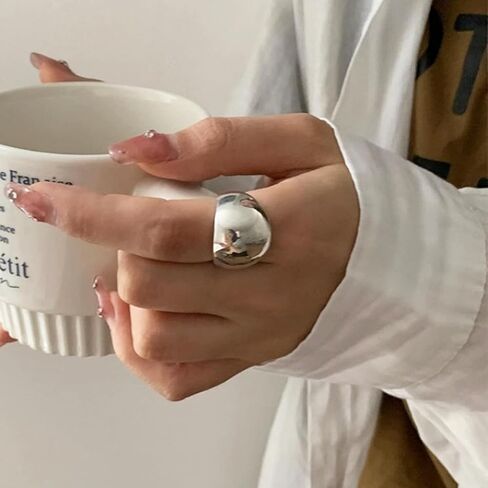 Adjustable 925 Sterling Silver Rings Handmade Wide Silver Ring Boho Thumb Band Statement Rings for Women in Kuwait