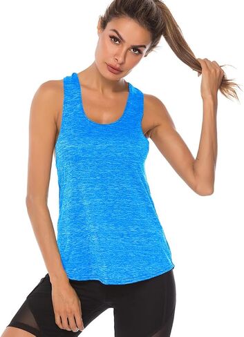 Women’s Racerback Workout Tank Tops Loose Fit Sleeveless Athletic Gym Yoga Running Tops T Shirts in Saudi Arabia