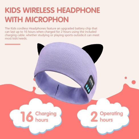Joythink Kids Bluetooth Headband Headphones Sleep Mask سماعات لاسلكية مدمجة في مكبر صوت رفيع للأطفال قابل للتعديل سماعة رأس رياضية للنوم للفتيات والأولاد الصغار ودراسة السفر بالطائرة in Kuwait