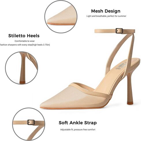 WIRALOMI Heeled Sandals for Women Pumps Pointed Toe Heels with Ankle Strap Closed Toe High Heels Wedding Party Dress Shoes in Saudi Arabia