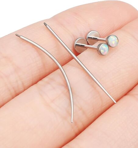 F136 Titanium 20/18/16G Internally Threaded Flat Back Opal Stud Earrings Nose Rings Lip Labret Medusa Monroe Piercing Jewelry with Taper for Women Men in Saudi Arabia