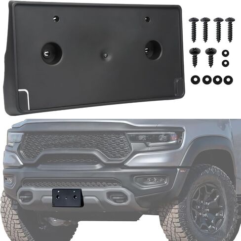 Front Bumper License Plate Frame Bracket Holder Compatible for Dodge Ram 1500 2019 2020 2021 2022 2023 2024 68274215AE CH1068151 in Kuwait
