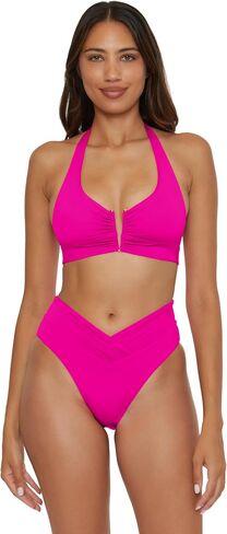 BECCA Women's Standard Color Code High Waisted Shirred Bikini Bottom, Cheeky Coverage, Swimwear Separates in Saudi Arabia