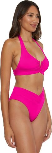 BECCA Women's Standard Color Code High Waisted Shirred Bikini Bottom, Cheeky Coverage, Swimwear Separates in Saudi Arabia