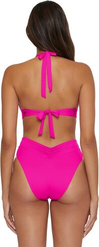 BECCA Women's Standard Color Code High Waisted Shirred Bikini Bottom, Cheeky Coverage, Swimwear Separates in Saudi Arabia
